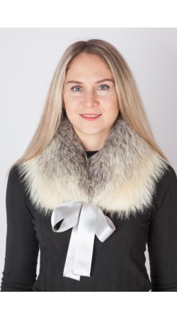 Arctic fox fur collar-neck warmer